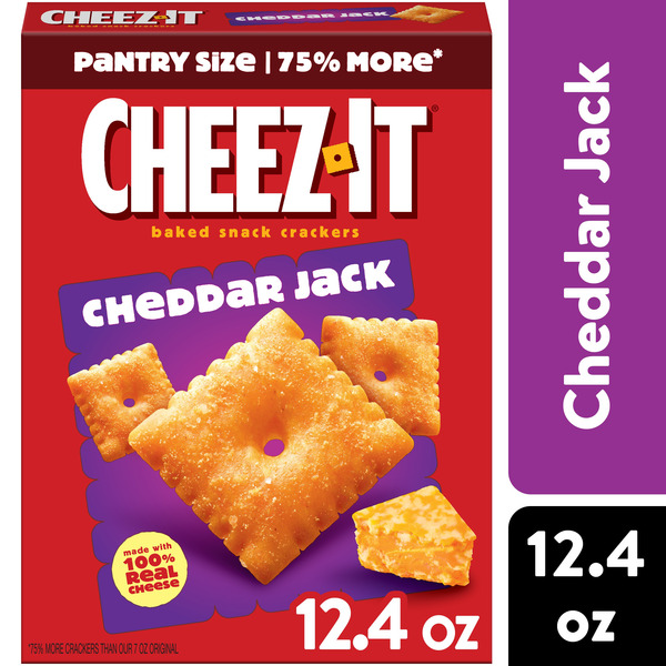 Cheez-It Cheddar Jack Cheese Crackers, Baked Snack Crackers, 12.4