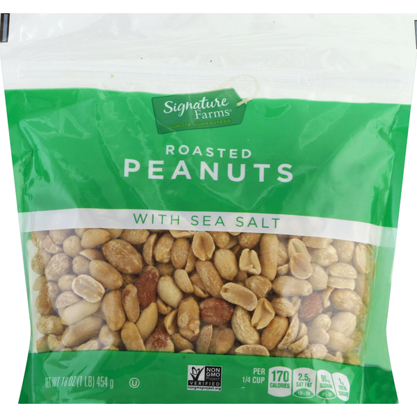 Signature Farms Peanuts, Roasted, with Sea Salt
