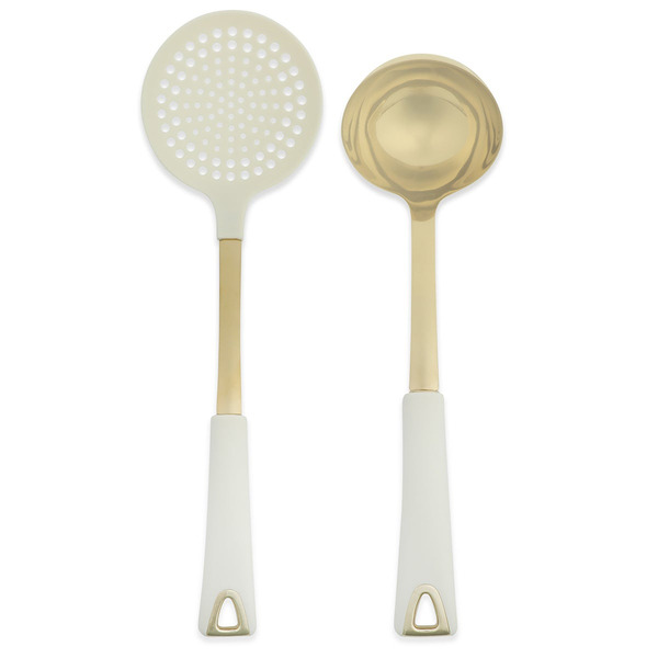 Martha Stewart Lockton Skimmer & Ladle Set, 14.5 x 4 x 2.75 in - Gold