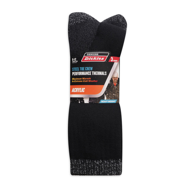 Walmart Dickies P3 Acrylic Thermal Crew Socks Black 6-12 Same