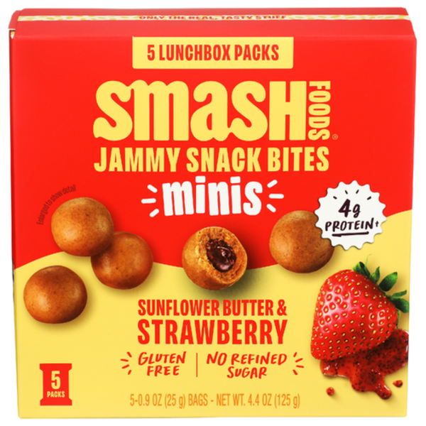 Smash Foods Sunflower Butter & Strawberry Jammy Snack Bites Minis 5 Pack