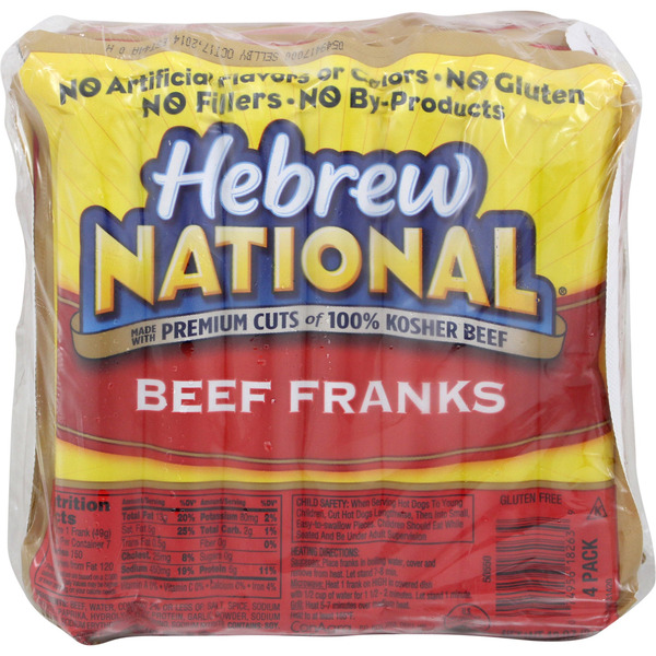 Hebrew National 100% Kosher Beef Franks, 12 oz, 4-count, 28 Beef