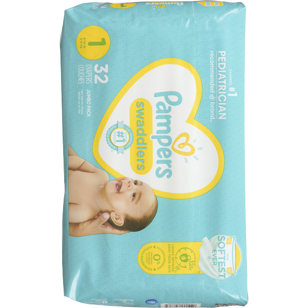 Pampers Size 1 Jumbo Swaddlers Disposable Baby Diapers Same-Day