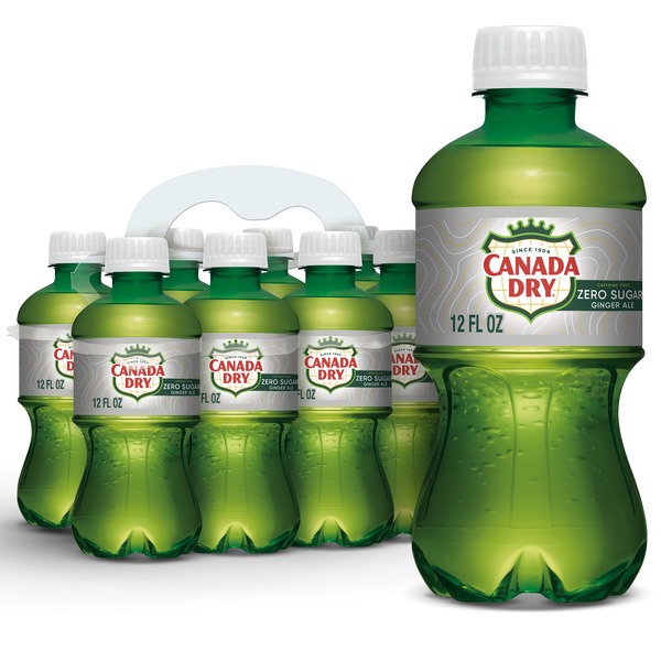 Canada Dry Zero Sugar Ginger Ale Soda, 12 fl oz bottles, 8 pack