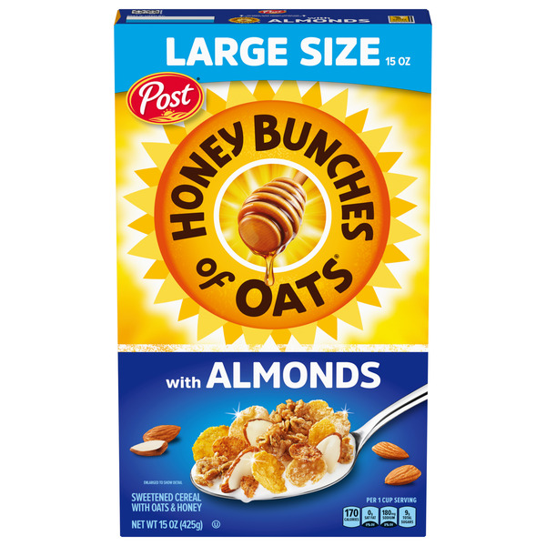 Post Honey Bunches of Oats with Almonds, Granola Clusters and Sliced Almonds, 15 oz Box
