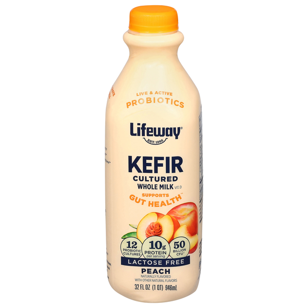 Lifeway Lactose Free Cultured Whole Milk Peach Kefir Same-Day