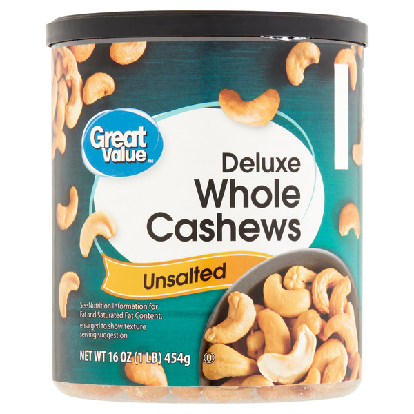 Walmart Great Value Unsalted Deluxe Whole Cashews Same-Day Delivery ...
