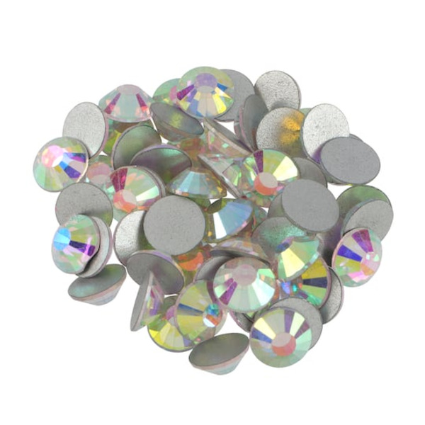 Bead Landing SS34 Clear Aurora Borealis Round Flatback Glass Rhinestones