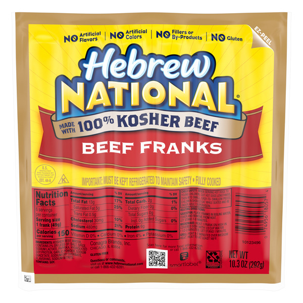 Hebrew National Kosher Beef Franks Hot Dogs Same-Day Delivery or