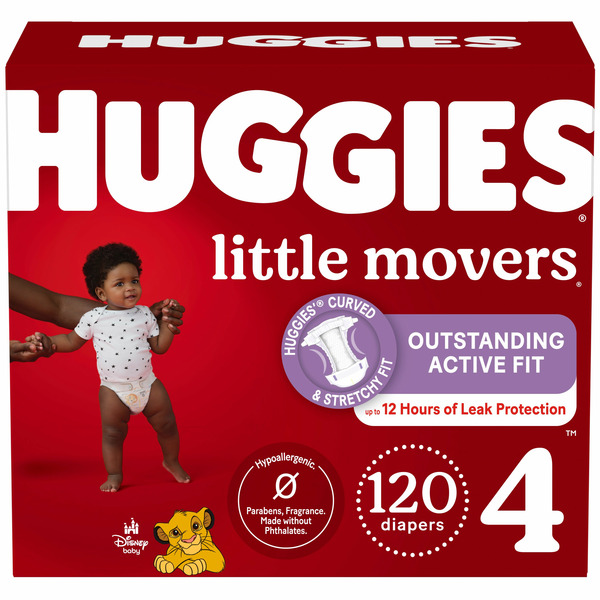 Huggies Little Movers Baby Diapers, Size 4 (22-37 lbs)