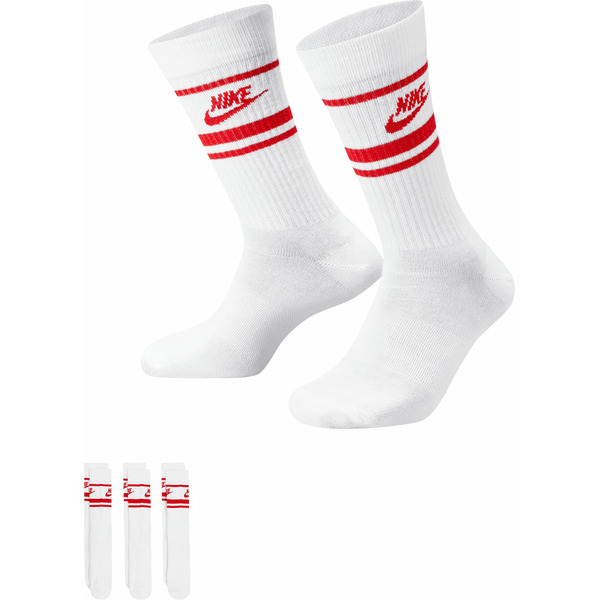 Nike Men's Sportswear Everyday Essential Crew Socks, Medium - White & University Red