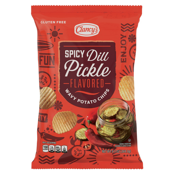 Clancy's Spicy Dill Pickle Flavored Wavy Potato Chips Same-Day