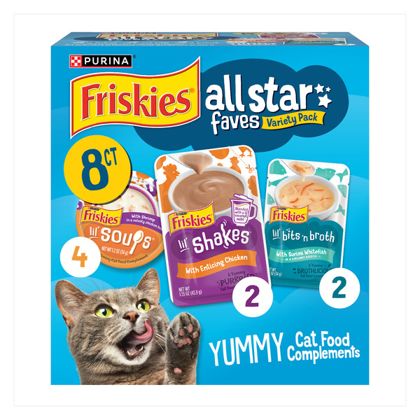 Purina Friskies All-Star Faves Wet Cat Food Complements Variety 8 Pack