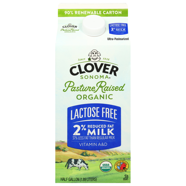 Clover Sonoma 2% Reduced Fat Lactose Free Organic Milk Same-Day