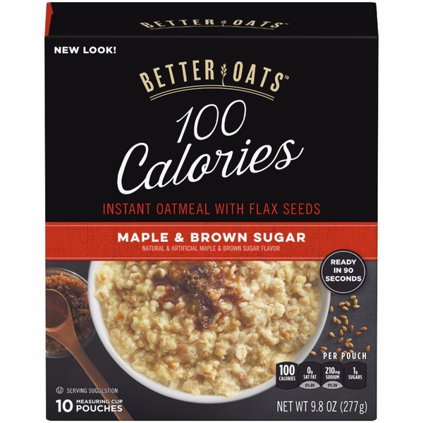 Better Oats 100 Calories Maple & Brown Sugar Instant Oatmeal with Flax
