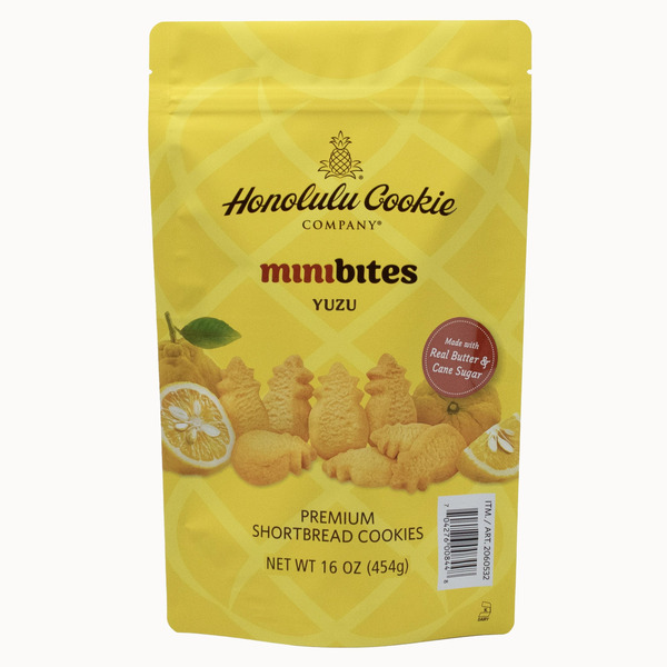 Honolulu Cookie Company Premium Shortbread Cookies Yuzu Mini Bites, 16 oz