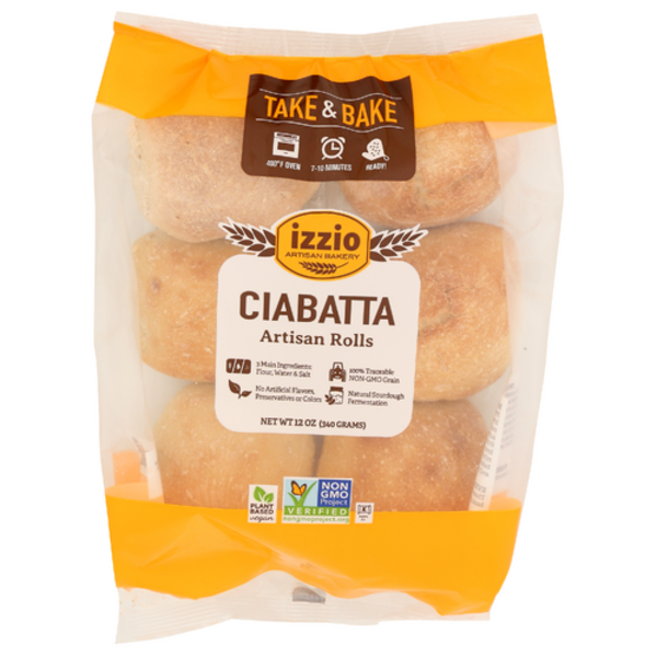 Izzio Artisan Bakery Ciabatta Artisan Take & Bake Rolls Same-Day