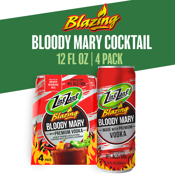 Zing Zang Blazing Bloody Mary with Vodka, Alcoholic Ready-to-Drink