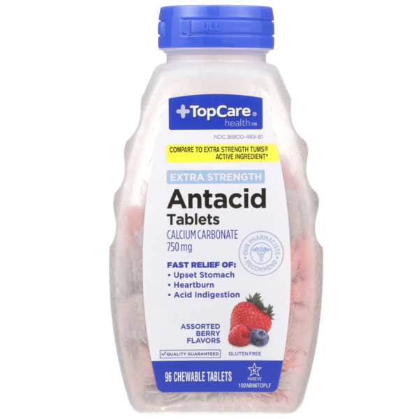 Top Care Extra Strength Antacid Calcium Carbonate 750 Mg Chewable