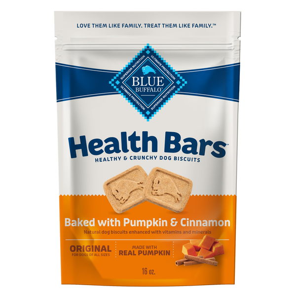 Blue Buffalo Health Bars Natural Crunchy Dog Treats Biscuits, Pumpkin & Cinnamon