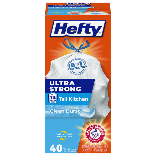 Hefty Ultra Strong Tall Kitchen Drawstring Bags Clean Burst