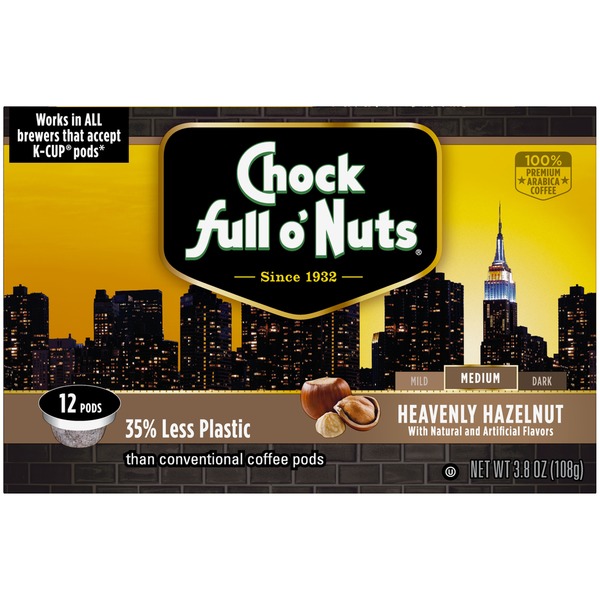 Chock Full O' Nuts Heavenly Hazelnut Medium Roast Coffee Single Serve