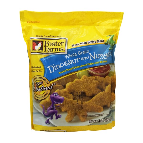 Foster Farms Breaded Whole Grain Dinosaur Shaped Nuggets Chicken Breast