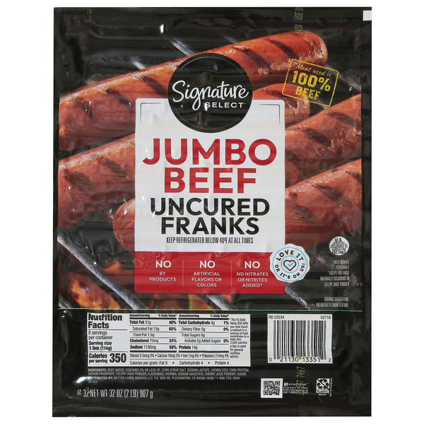 Signature SELECT Beef Franks, Uncured, Jumbo