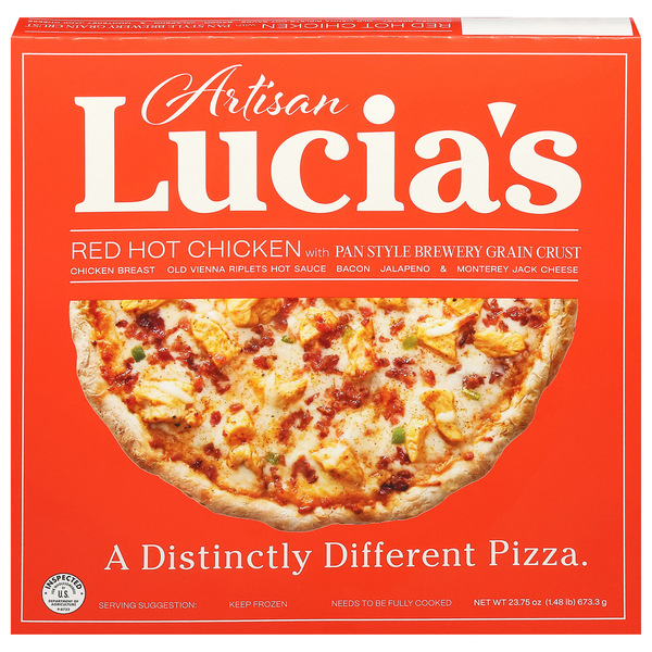 Lucia's Pizza, Red Hot Chicken, Pan Style Brewery Grain Crust