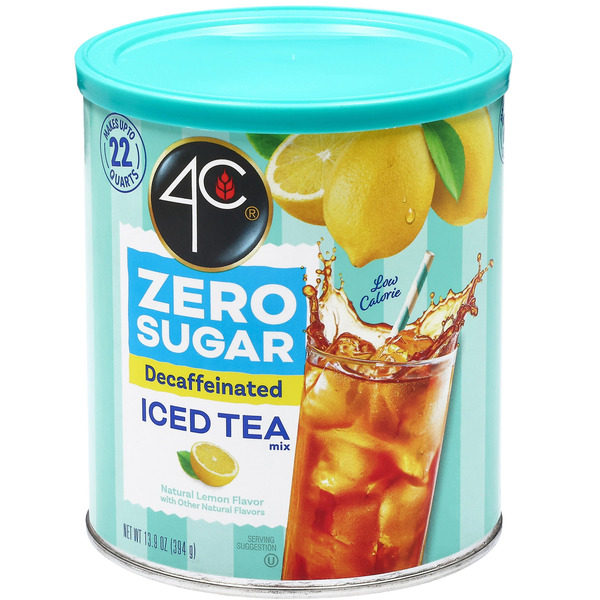 4C Foods Zero Sugar Decaffeinated Natural Lemon Flavor Iced Tea