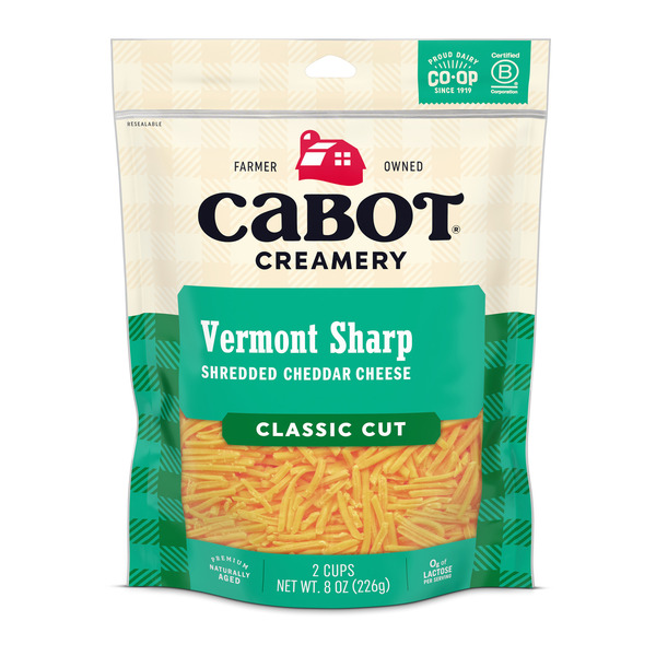 Cabot Vermont Sharp Shredded Cheddar Cheese Classic Cut Same-Day