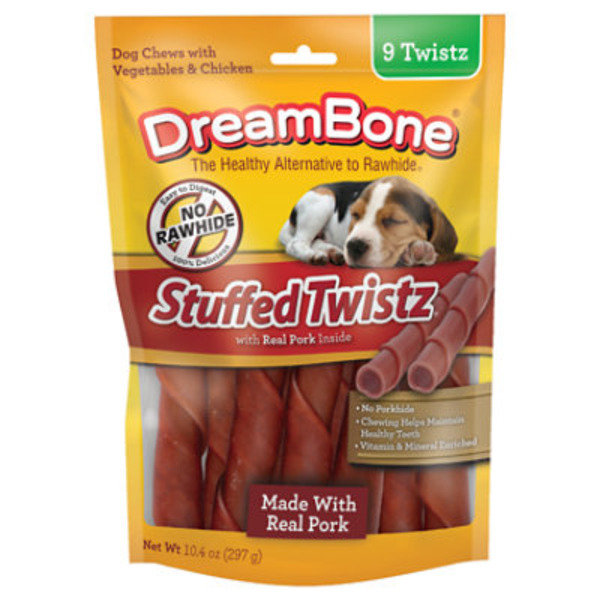 DreamBone Dog Chews, with Pork Flavor Chew Inside, Stuffed Twistz