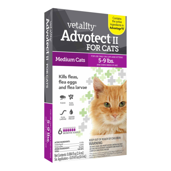 Vetality Advotect II Monthly Topical Flea & Tick Treatment for Medium Cats
