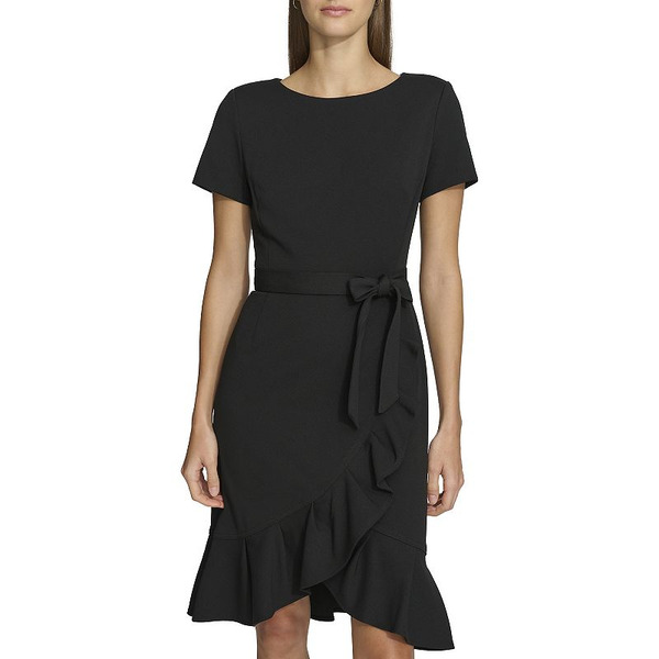 Andrew Marc Women's Andrew Marc Flounce Hem Mini Dress, Size: 6, Black