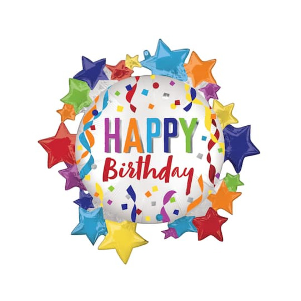 Anagram INFLATED SuperShape 30" Happy Birthday Star Foil Balloon