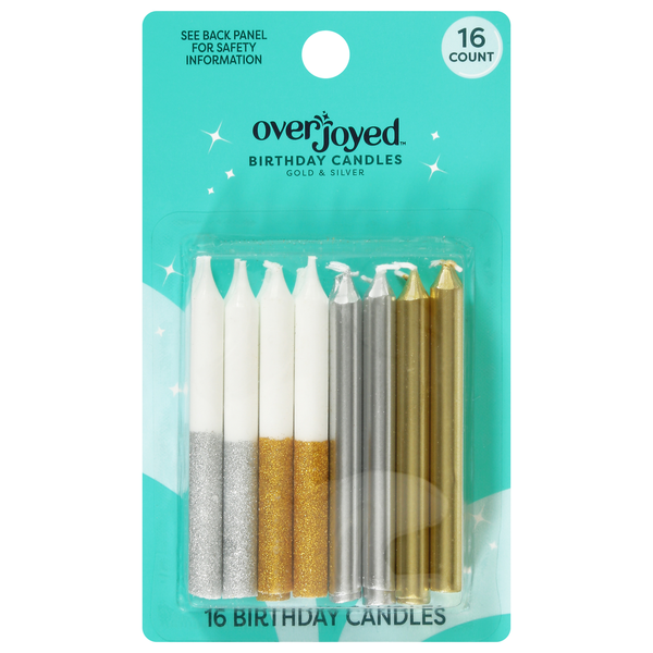 Overjoyed Gold & Silver Birthday Candles