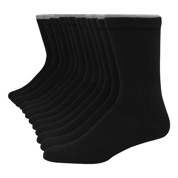 Hanes Men's & Boys' Crew Socks, Size 10-13 - Black