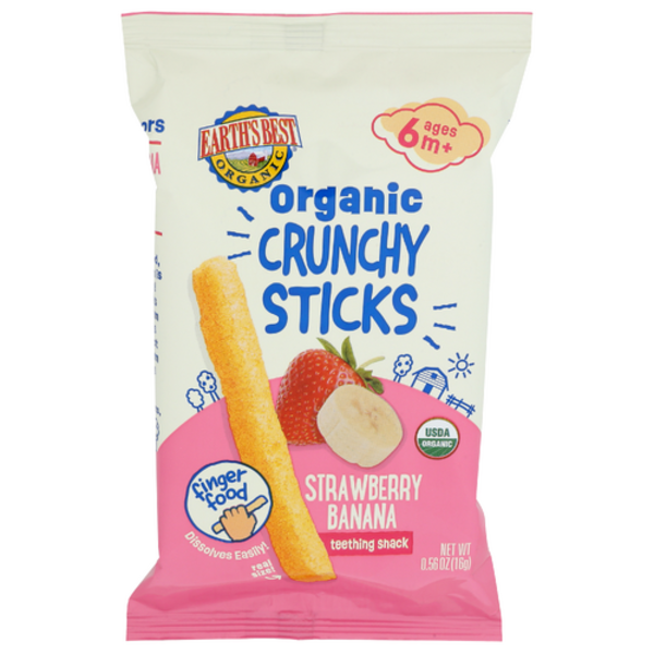 Earth's Best Organic Strawberry Banana Crunchy Sticks Teething Snack