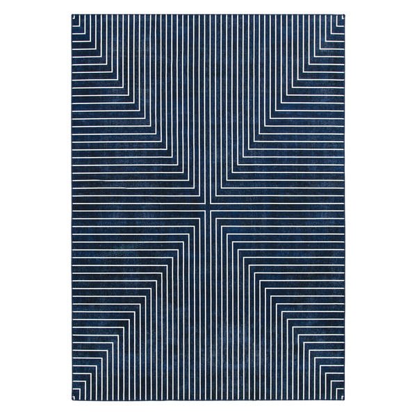 ALDI Huntington Home 5' x 7' Washable Area Rug Navy Stripes SameDay