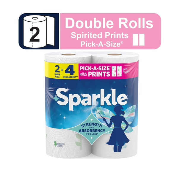 SPARKLE Pick-A-Size Spirited Prints Paper Towels, 2 Double Rolls