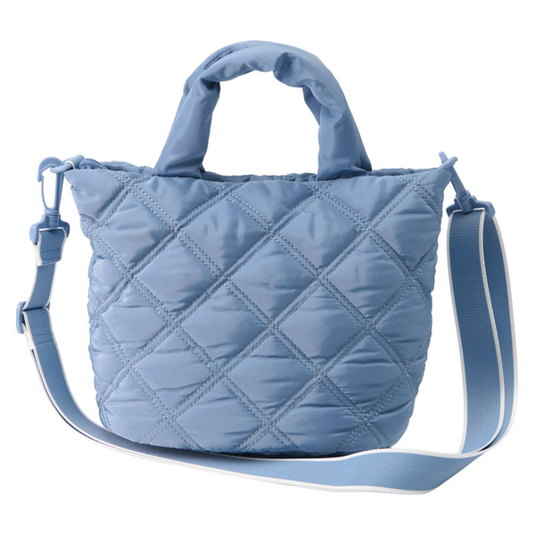 US Customized Quilted ボディー バッグ LIVE IN STYLE Blue Quilted Mini Tote Crossbody Same-Day Delivery