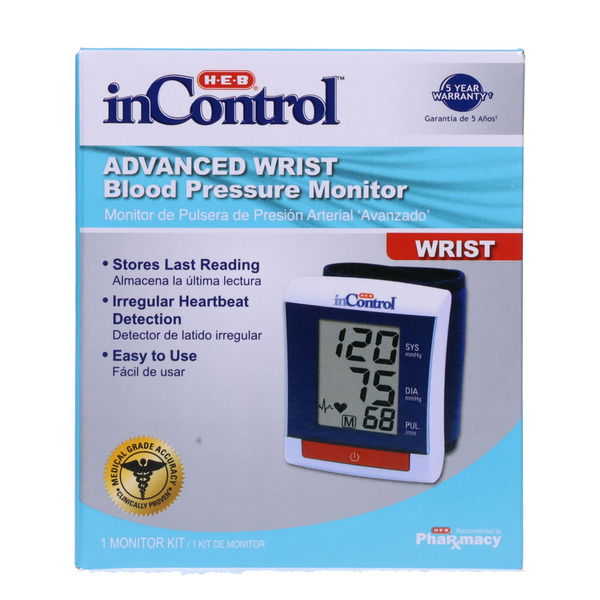 Incontrol Medical H-E-B H-E-B InControl Advanced Wrist Blood Pressure Monitor Same-Day ...