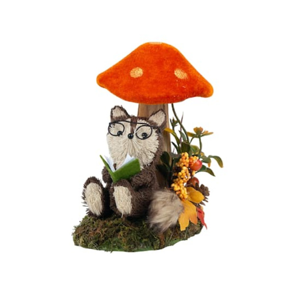 Ashland Reading Fox Under Mushroom Decorative Figurine