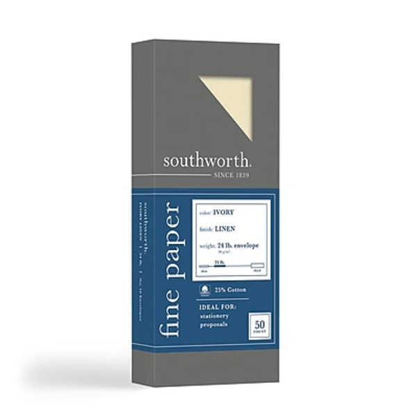 Neenah Paper Southworth P564-10 24-Pound #10 Ivory Linen Business Envelopes