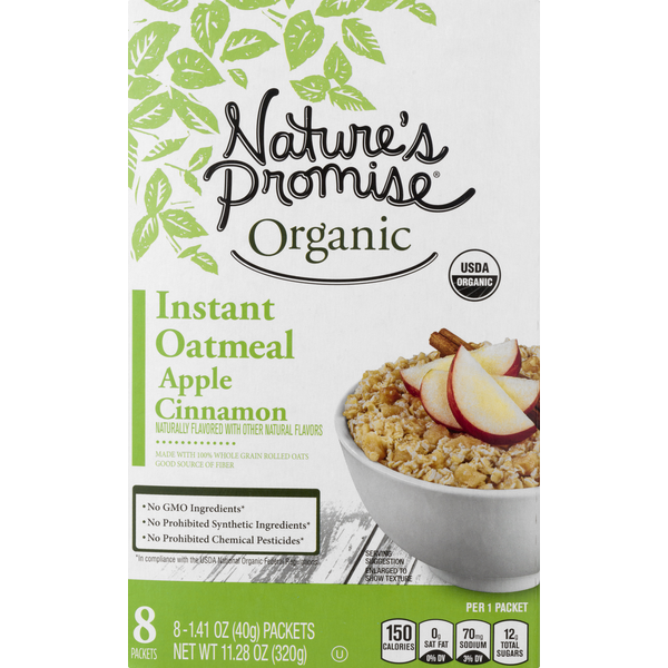 Nature's Promise Instant Oatmeal, Organic, Apple Cinnamon (8 each) Instacart
