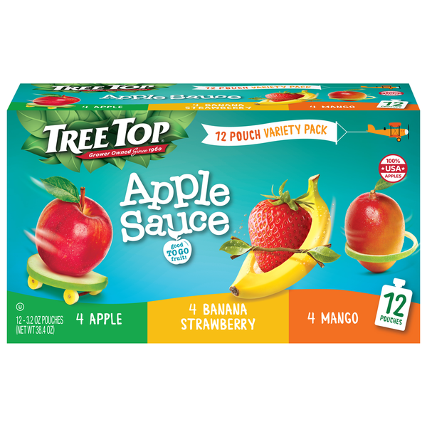 Tree Top Apple Sauce Variety Pack, Apple/Banana Strawberry/Mango