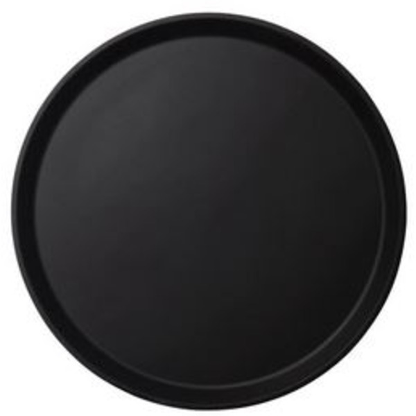 Camtread Serving Tray, round, 14" dia., fiberglass with non-skid surface, black, NSF