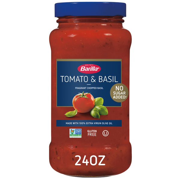 Barilla Pasta Sauce Tomato & Basil - No Added Sugar - Non-GMO, Gluten Free, Kosher