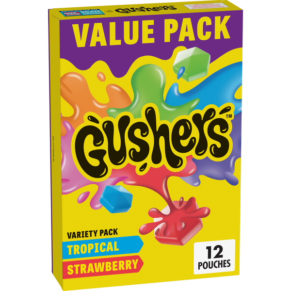 Gushers Strawberry and Tropical Fruit Flavored Snacks Variety Pack