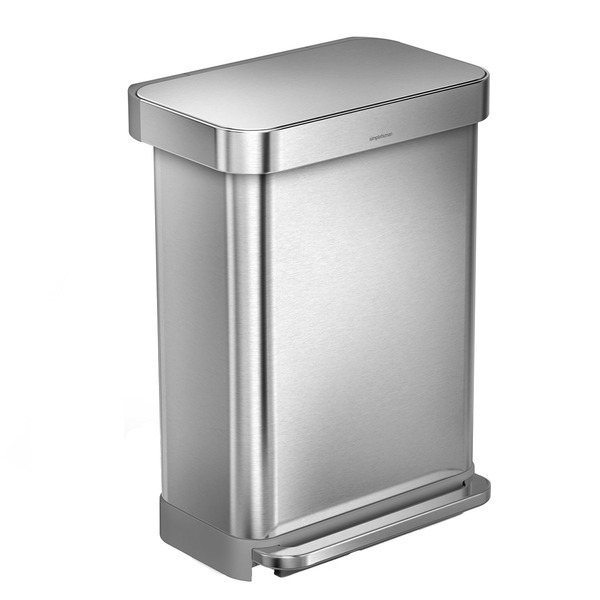 simplehuman 55-Liter Brushed Stainless Steel Rectangular Step Trash Can